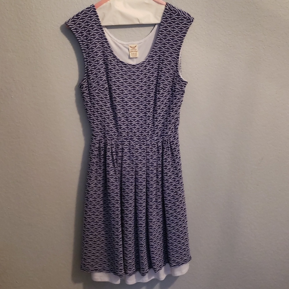 Faded glory blue and white dress